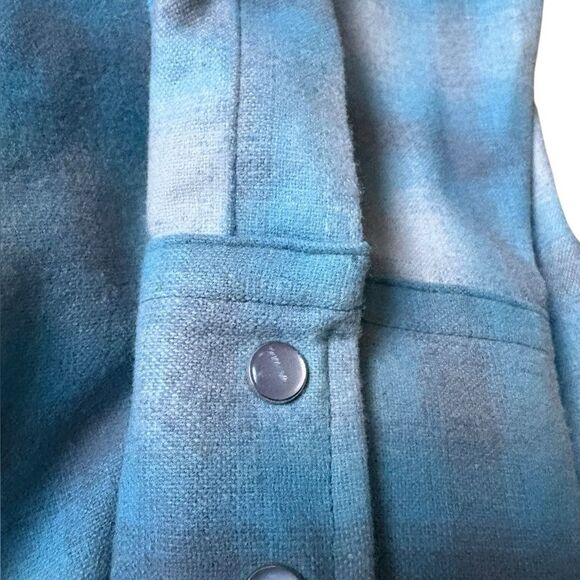 Pendleton Pearl Snap Virgin Wool Canyon Shirt Mens Size XL Sky Blue With Gray - Picture 7 of 12